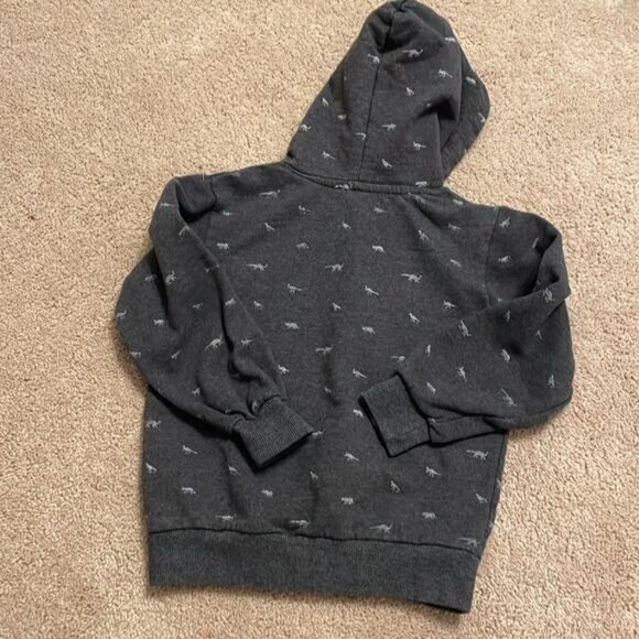Lonely Planet Gray & White Tiny Dinosaur Print Fleece Hoodie Toddler Size 5 - Picture 5 of 5